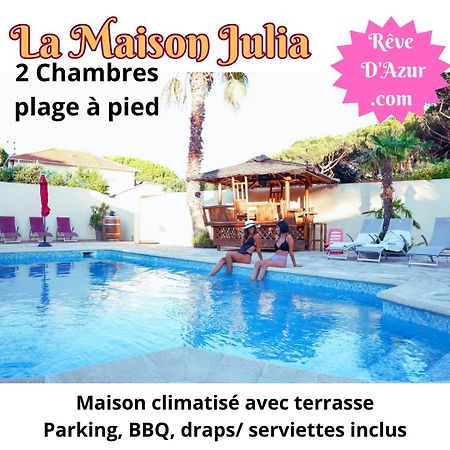 Reve D'Azur, 2 Chambres, Maison Julia En Bord De Mer A La Nartelle, Piscine Partagee, Parking & Terrasse Bbq, Wifi Et Draps Inclus Plage A Pied Sainte-Maxime Exterior foto