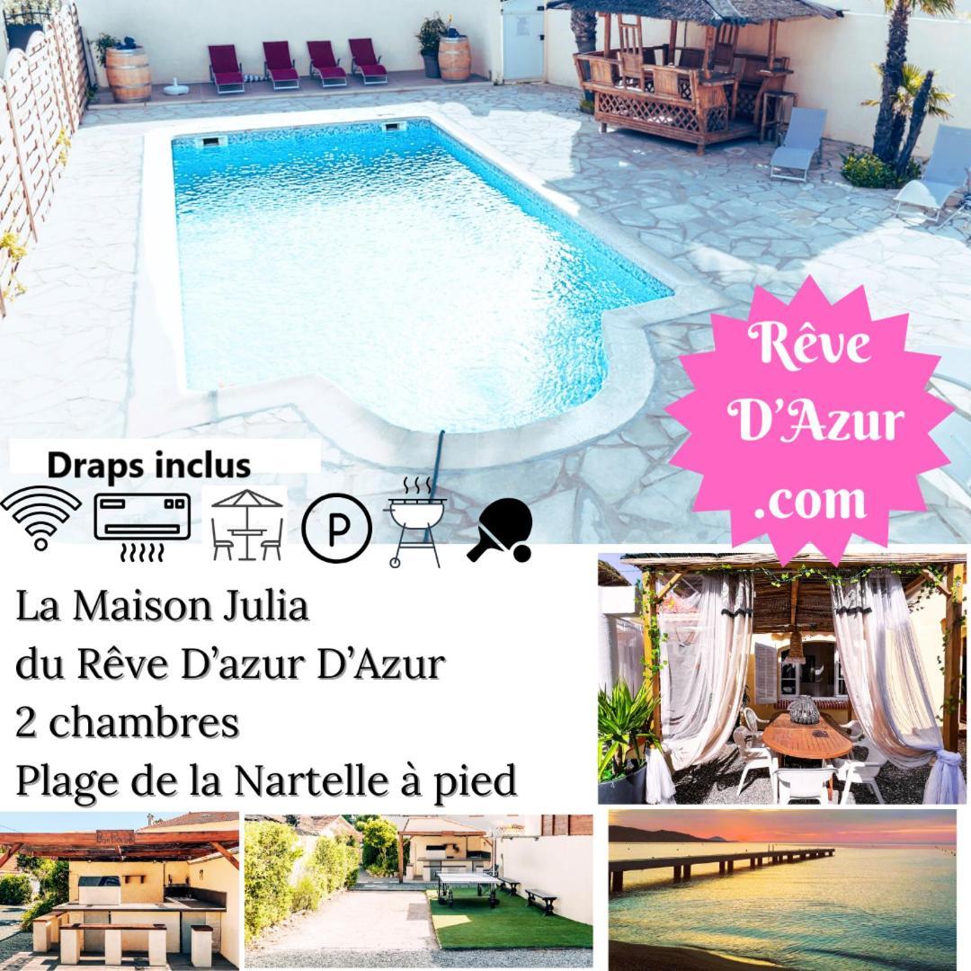 Reve D'Azur, 2 Chambres, Maison Julia En Bord De Mer A La Nartelle, Piscine Partagee, Parking & Terrasse Bbq, Wifi Et Draps Inclus Plage A Pied Sainte-Maxime Exterior foto